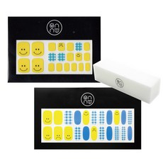 onnu Ony Nail果凍凝膠 藍色微笑腳底貼+藍色微笑美甲貼+磨甲棒, 混色, 1組