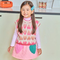 Firstblue 女童款愛心提花針織背心