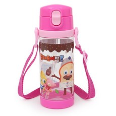 Bread BARBER SHOP 吐司先生髮廊 天才麵包理髮師肩背按壓式吸管水壺, 粉色, 500ml