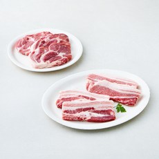 선진포크한돈 더 두툼한 반반팩 삼겹살 500g + 더 두툼한 목심 500g 세트 (냉장), 1세트, 1kg