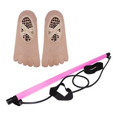 필라테스 짐스틱 + 투밴드 양말, 핑크, 1개