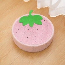 데이소이 고양이 편안한 라운드 평판형 스크래쳐, 딸기, 1개