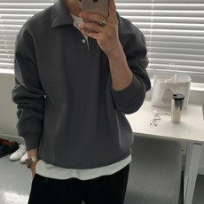 DM 雙色拼接翻領大學T