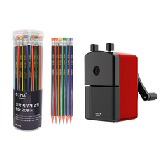 투코비 코마 삼각 지우개 연필 SG-208HB 48p + 연필깎이 TC-M1, 레드, 1세트