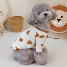 PASTEL PET 狗狗蓬鬆熊熊T恤, 1個, 象牙白