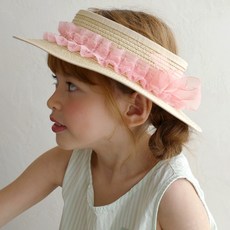 chenny bongbong 女童夢幻蕾絲草編夏日帽