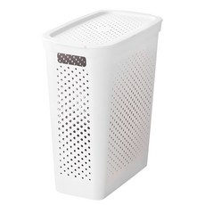 Nature Living 圓點窄版夾縫洗衣籃, 白色