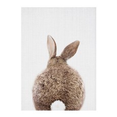 幼兒動物寫實配電箱插畫布質海報 兔子背影