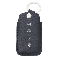 BASLI Genesis G70 / G80 / G90 Crispe皮革智能鑰匙殼, GN014, 海軍藍 銀