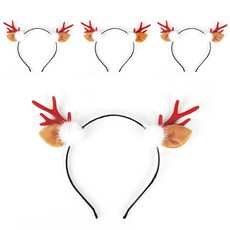 indi.k 紅色鹿角魯道夫髮箍 4入, 混合顏色, 1個