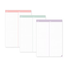 lallayena A5 簡單網格年糕備忘錄紙 3 件套, 淡粉色、淡紫色、淡綠色, 1套