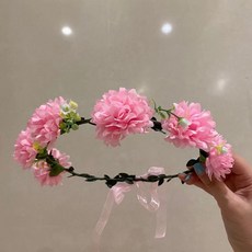 新娘婚禮頭飾花冠, 粉色的