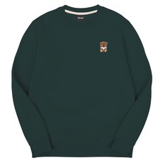 okstar 男女通用迷你Sleepy泰迪熊刺繡特厚雙面棉大學T