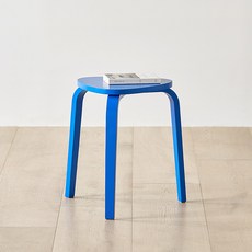 룸앤홈 페블 우드 스툴, 블루, 1개