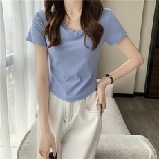 Unheve 女款V領基本款短袖T恤