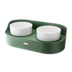 DING DONG PET 寵物Alan收納餐碗2口, 綠色, 1個