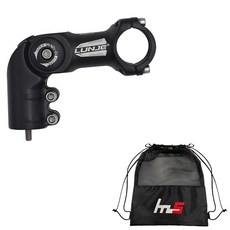 LUNJE 風格自行車把立 31.8 x 90 毫米 + 獨家袋套組 CYYP-77-4PU, 黑色（莖）, 1套