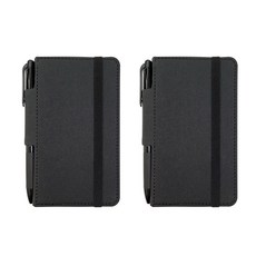 標準筆環綁帶精裝筆記本 S迷你 192張 + 3色原子筆, 黑色, 2套