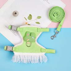 랜보어 반려동물 캐롯래빗 레이스 하네스 세트, 그린