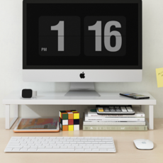 아이디어룸 모니터 선반 데스크 받침대 심플 스텐드, 1개, 화이트, 1단
