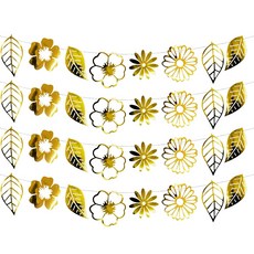 LivingDA 奢華花葉掛飾, 金色, 4個