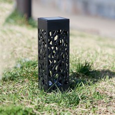 샛별하우스 태양광 LED 사각형 정원등, 블랙(정원등), 전구색(전구)