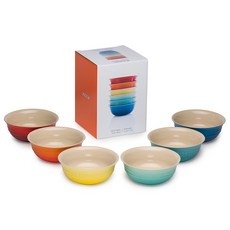 LE CREUSET 彩虹麥片碗 15cm 6件組, 1套, 紅色, 橘色, 太陽黃, 薄荷綠, 加勒比海藍, 馬賽藍