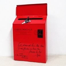 Bluefog 壁掛式鐵製附鎖信箱, 04 大紅色 小字