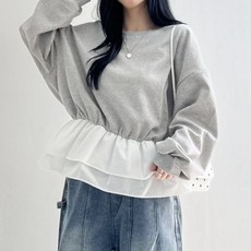 Bori Mom 荷葉邊褶飾孕婦大學T Pp062