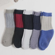 키즈퓨처 아동용 따뜻한 골지 수면 보온 양말 5족 세트