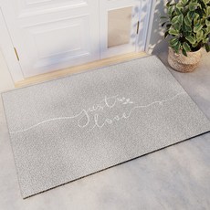 簡約大理石紋長方形門墊, 灰色