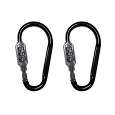 Travel Cube 彩色D型環3位密碼鎖 小型 黑色, 2個