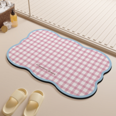 캐시리치 파스텔 체크 욕실 규조토 발매트 50 x 80 cm, 타입1, 1개