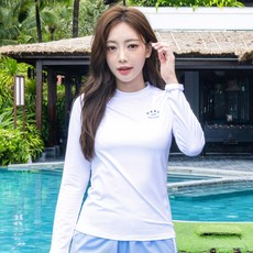 헤링본 여성용 체형커버 레귤러핏 긴팔 래쉬가드 상의 RI378