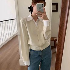 앤드스타일 여성용 토트 레이어드 셔츠 니트 긴팔 가디건 263647