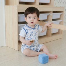 스타도어 신생아용 알파벳곰 레이어 반팔우주복