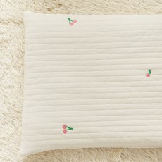 lolbaby 嬰幼兒用3D網眼刺繡絎縫低枕, 櫻桃白