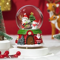 Quardi 聖誕雪球 水晶球 音樂盒 氣氛燈 自動飄雪 聖誕老人 雪人 特大號, 混合色