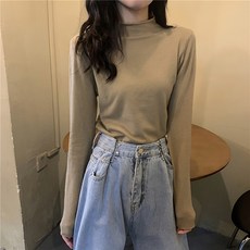 레몬소울 여성용 도미트 반폴라 니트 티셔츠