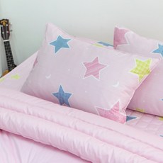 EBLANK 兒童純棉枕頭套, 1個, 大星星 復古粉