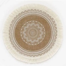 Devence 餐桌墊 杯墊 2入 流蘇, 棕色, 40 x 40 cm, 2個