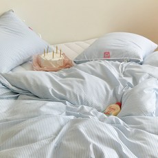 maatila 可愛心情緞帶蛋糕被套, 藍色奶油蘇打