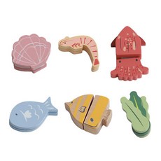 Fiesta 原木切海鮮6種家家酒玩具組, 混合顏色