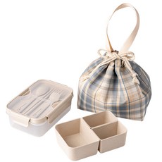 Nanu Dam 日常便當 1100ml + 餐具 + 保冷袋, 象牙白, 1套