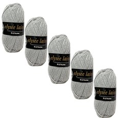 ELYSEE LAINE壓克力纖維毛線, 006 雪灰色, 5個