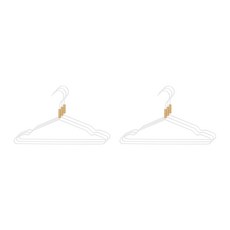 MONOFLAT 原木亮點襯衫衣架, 白+木, 6個