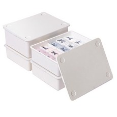 EZLIVING 塑膠內衣收納盒 象牙白 1格 1p + 10格 1p + 15格 2p 套組, 1套