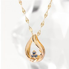 JuriEtte 18K 女士天然鑽石水滴晨露金項鍊 + 贈品戒指 + 購物袋 黃K金 鍊長 45cm