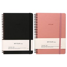 Pinkfoot 素色月計劃筆記本 2件組, 黑色+粉色, 1組