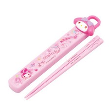 Skater 造型筷子+餐具盒組 ABSL3D 18cm, 粉色的, 筷子+箱子